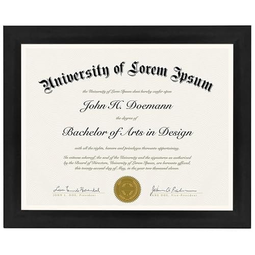 (1, Black) - Americanflat Document Frame - Made to Display Certificates 22cm x 28cm - Document Frames, Certificate Frames, Standard Paper Frame