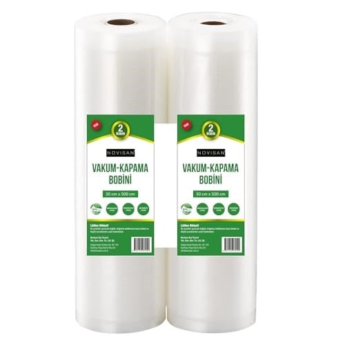 10 Metre (2 Adet 30cm X 5 Metre) Gofrajlı Tırtıklı Rulo Vakum Poşeti 2'li Bobin Vakumlama folyosu vakumlu rul, BPA içermez, tüm vakumlama makineleri için, kaynatılabilir, tekrar kullanılabilir…