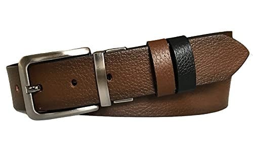 %100 Hakiki Deri Çift Taraflı 4 cm Kemer; Açık Kahverengi, Siyah