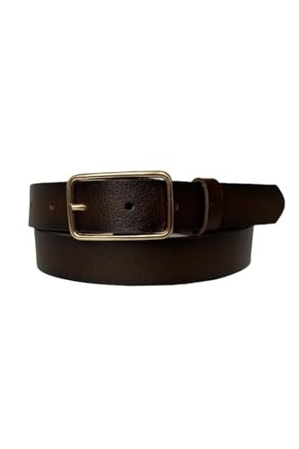 %100 Hakiki Deri Gold Dikdörtgen Tokalı Koyu Kahverengi İnce Kadın Kemeri, 3cm; 3cm-KDN-05-Koyu-Kahve.Düz