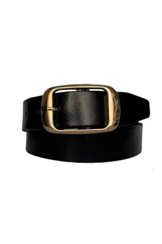 %100 Hakiki Deri, Gold Tokalı Kahverengi Kadın Kot, Spor Kemer 4 cm; Kahve-byn-25