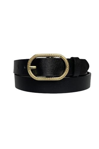 %100 Hakiki Deri Gold Tokalı Siyah İnce Kadın Kemeri, 3 cm; 3cm-KDN-32-Siyah.DÜZ
