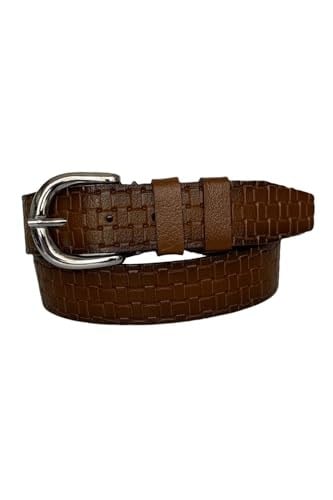 %100 Hakiki Deri, Gümüş Tokalı Kahverengi Kadın Kot Kemeri 4 cm; ToSado.kare-byn-45