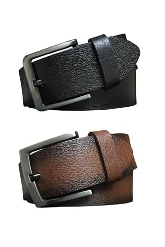 %100 Hakiki Kaliteli Deri 2'li Set 4.5 cm Kot, Spor Kemer Siyah, Kahverengi; DK-11111-22222