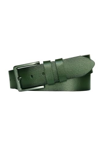 %100 Hakiki Kaliteli Deri, Yeşil 4.5 cm Tek Parça Kot, Spor Kemer; DK-134