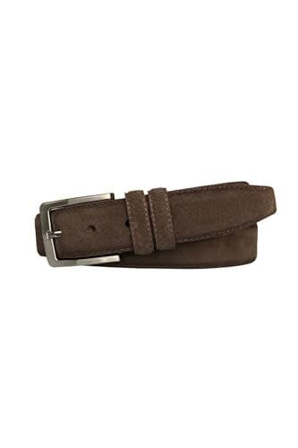 %100 Hakiki Kaliteli Süet Deri 3.5 cm Koyu Kahverengi Klasik, Kumaş Pantolon Kemeri