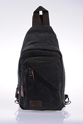 1264 Kadın Body Bag Çanta Siyah Kanvas 31 * 17 * 6 Cm