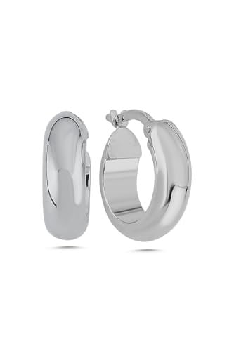 14 Ayar Altın Erkek 1.5 cm Kalın Halka Küpe ERKVRTZ115620 BEYAZ