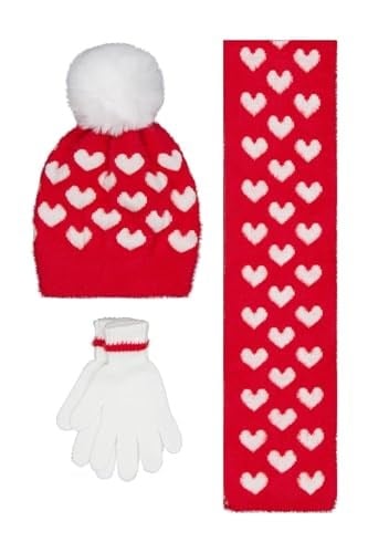 2-5 Yaş Atkı Bere Eldiven Set -, Standart, 24243103025W1, Kırmızı, Kız Çocuklar