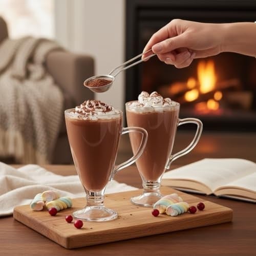 2 Adet Cam Latte Bardağı Kulplu Cam Kahve Bardağı 300 ml