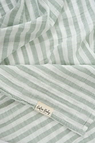 2 Kat Çizgili Müslin Kundak Bezi 40/40-120x120 cm Yeşil