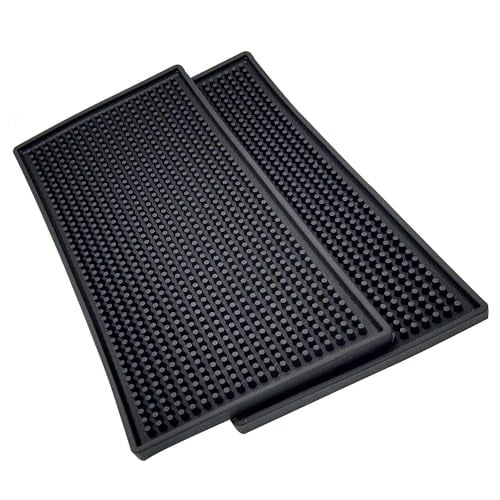 2 Paket Bar Servis Matı, Siyah Salon Berber İş İstasyonu Matı, Kaymaz Esnek Kauçuk Çalışma Matı, Bar Servisi için Profesyonel Tezgah Koruma Matı, Lavabo Matı, Güzellik Salonu 30 x 15 cm