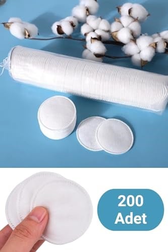 200 Adet Yuvarlak Makyaj Temizleme Pamuğu -%100 Saf Premium Kalite Disk Pamuk, Fondöten ve Makyaj Çıkarma Pedi, Tüy Bırakmaz, Yumuşak ve Taşınabilir (M, Adet, 200)