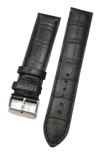 22mm Kroko Baskılı Yerli Üretim Siyah Renk Deri Saat Kordonu