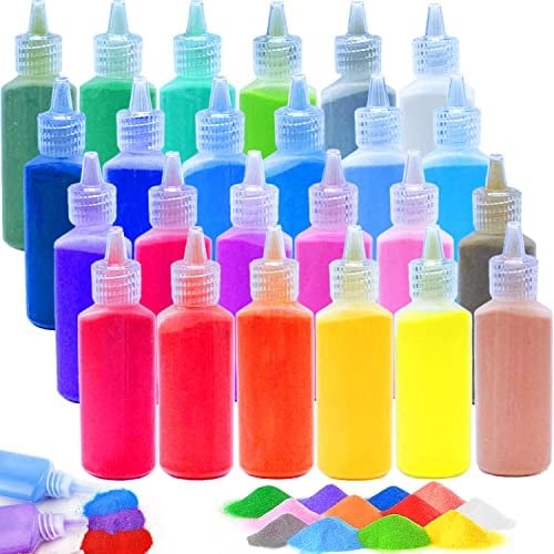 24 ADET Sanat Kumu, 1.5oz Renkli Kum Şişeleri, Kum Sanatları ve El Sanatları Seti, Çocuklar için Doğal Kum, DIY Kum Boyama, Düğün Dekorasyonu