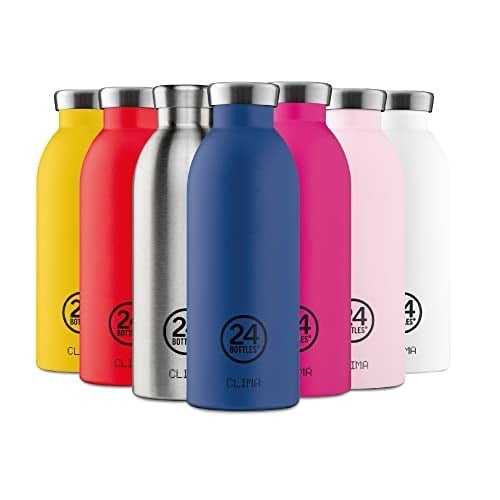 24BOTTLES Clima içecek şişesi 850 ml, termos 24 saat soğuk ve 12 saat sıcak, su şişesi,%100 mühürlü kapak, çevre dostu içecek şişesi, paslanmaz çelik, spor, koyu mavi