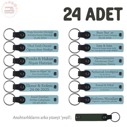 24'lü Hatıra Anahtarlık Set Gök Mavi Yeşil, Standart, MH-KAN8531X24, Gök Mavi & Yeşil, üniseks-bebek