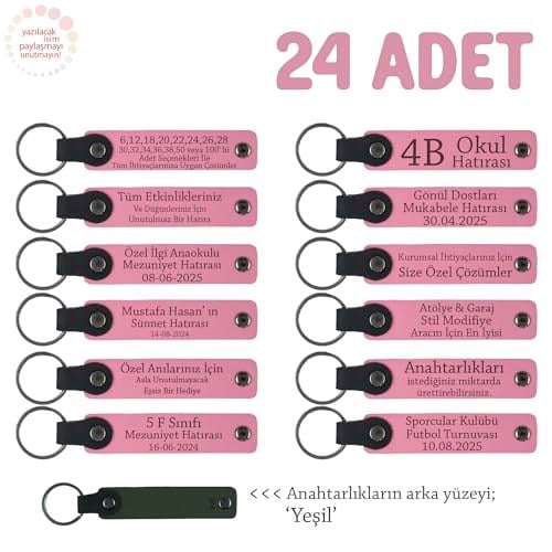 24'lü Hatıra Anahtarlık Set Pembe Yeşil, 24'lü Set, MH-KAN8581X24, Pembe & Yeşil, üniseks-bebek