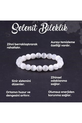(2950) Sertifikalı Selenit Doğal Taş Bileklik 8 Mm - B804 Renkli Tek Ebat