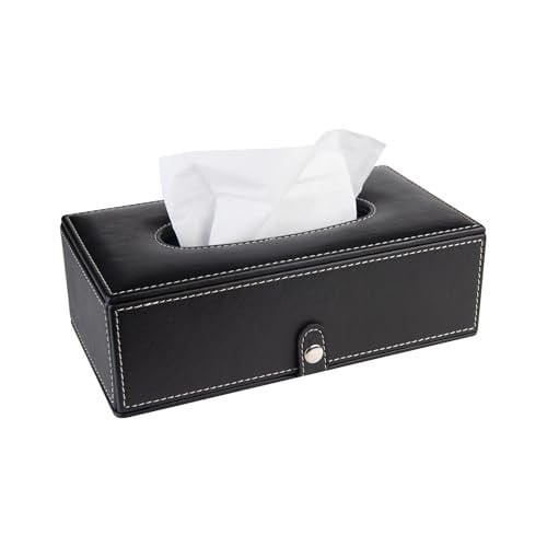 2K Suni Deri Peçetelik Mendil Kutusu 13 * 24 * 6 cm. Siyah