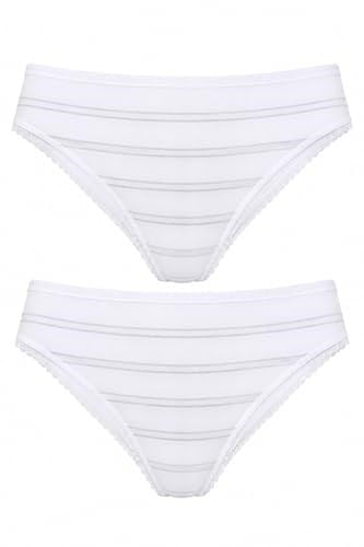 2li Kadın Sim Çizgili Bikini Külot Yüksek Bel İnce Lastik Ekonomik