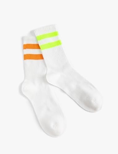 2'li Tenis Çorap Seti Şerit Desenli