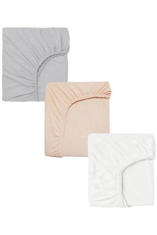 3 Adet 65 x 95 + 10 cm Anne Yanı Lastikli Penye Kumaş Bebek Çarşafı