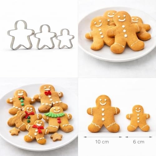 3’lü Adam Kurabiye Kalıbı Seti – Paslanmaz Çelik Gingerbread Figür Hamur Kesici