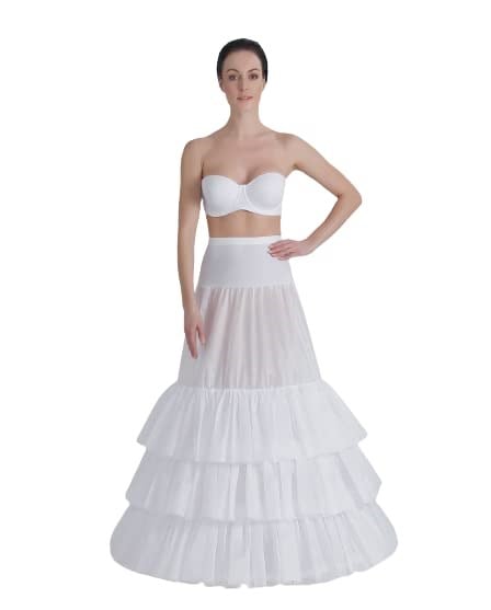 3 Telli, 3 Fırfırlı Helen Gelinlik, Abiye ve Kaftan için Rahat Adım Yürüme Jupon Tarlatan J-603C ekru M