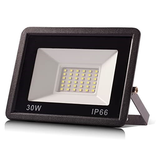 30W LED spot, dış mekan 3000lm LED duvar spot lambası, dış mekan spot ışığı, soğuk beyaz 6000 K su geçirmez IP66 LED ışıklı spot, atölye garaj bahçe için