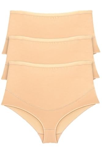 3'lü Kadın Ten Modal Geniş Rahat Kilot Hamile Külodu (XL, Ten)