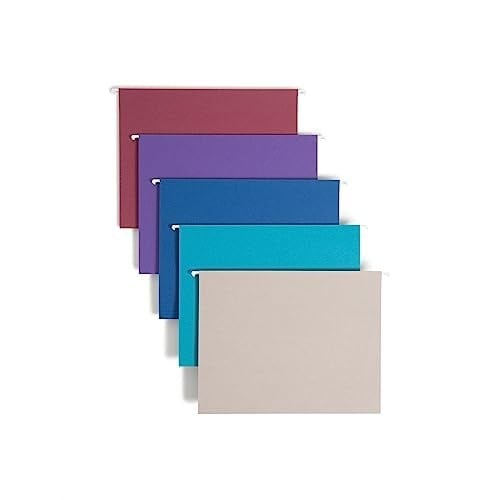 4 x Smead askılı file Folder with Tab, 1/5-Cut Adjustable Tab, Letter size, çeşitli Jewel Tone Colors, 25 Box (64056) by Smead