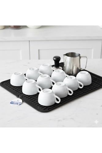 40X30 Cm Bar Lastiği Silikon Kahve Makinesi Pedi Tamper Ve Bulaşık Kurutma Matı Bulaşık Pedi - Siyah