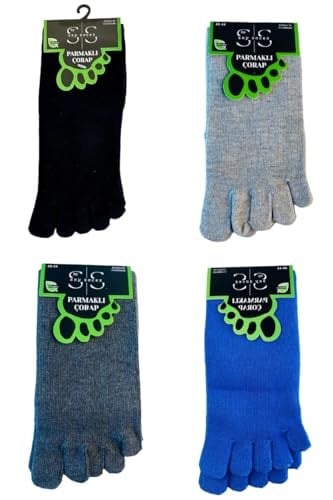 4'lü Bambu Parmaklı Mantar Önleyici Kokulu Gri Unisex Set Çorap Tek Beden
