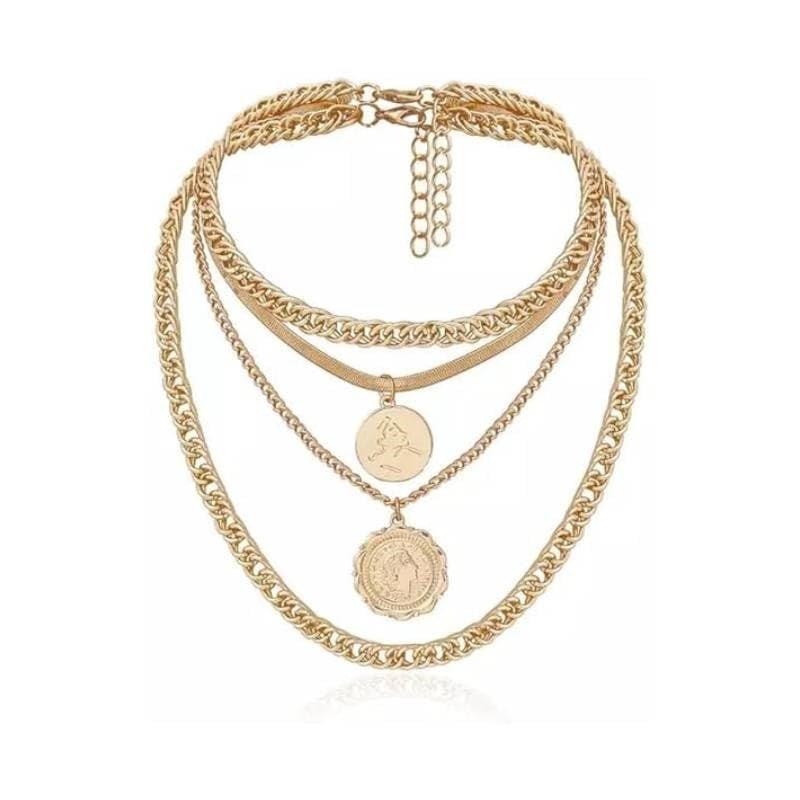 4lü Gold Kaplama Kadın Madalyon Kolye arenNM193
