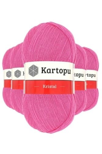 5 Adet Kristal Çift Katlı El Örgü Lif İpi Şeker Pembe K772 - kartopu mudanis
