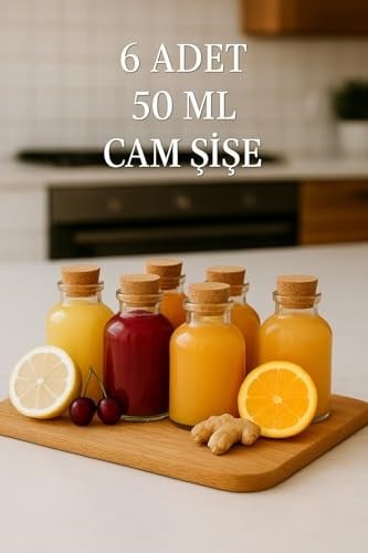 6 Adet Şeffaf Cam Shot Şişesi Mantar Tıpalı Hediyelik Koku Süs Çok Amaçlı Şişe 50ml