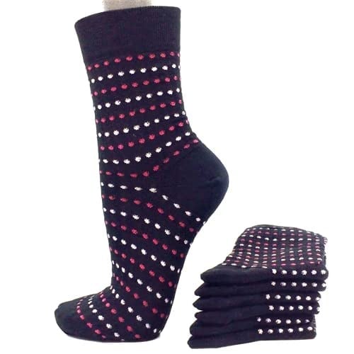 6 çift Siyah Puanlı%81 Merserize Modern Bayan Üst Kalite Moda Lüks Çorap '' Made by Japan Machine Nagata'' (36-40)