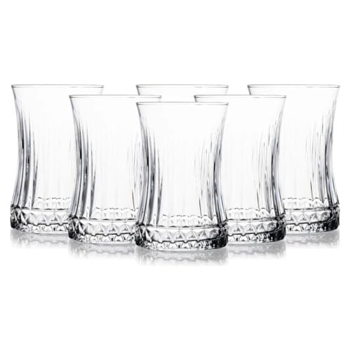 6’lı Kristal Desenli Cam Çay Bardağı Seti – 160 ml İnce Belli Modern Tasarım – Isıya Dayanıklı Cam Bardak – Şık ve Zarif Sunum İçin Çay ve Kahve Bardağı