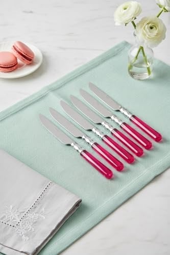 6’lı Paslanmaz Çelik Pembe Tatlı Bıçağı Seti