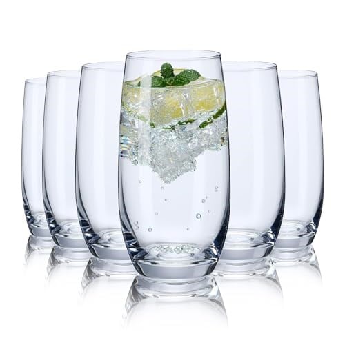 6'lı Bardak Seti, Kristal Highball Su Bardakları, Su, Meyve Suyu, İçecek, Mojito, Karışık İçecekler, Kokteyl Bardağı Seti - 15 oz için Cam Bardaklar
