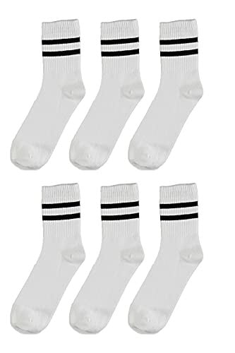6'lı paket Pamuklu Çizgili Yarım Konç erkek - Kadın Çorap