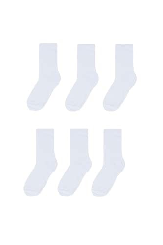 6'lı Unisex Bambu Soket Çocuk Çorap Beyaz 37-39