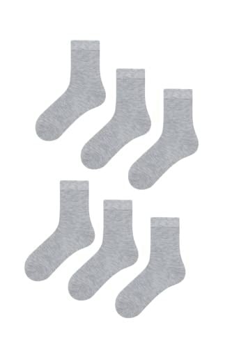 6'lı Unisex Bambu Soket Çocuk Çorap Gri 22-24