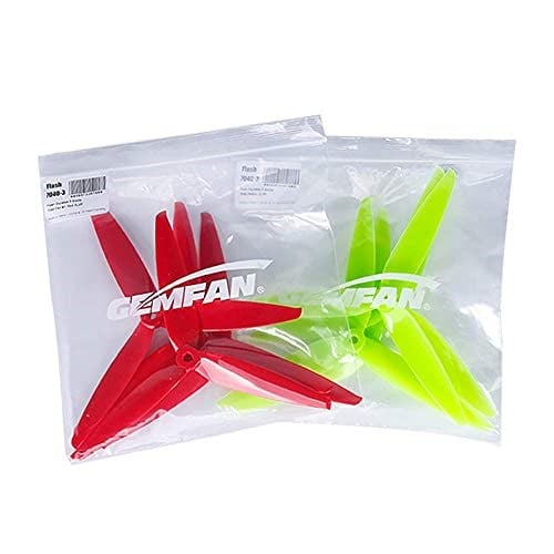 8 adet 3 Bıçaklı Sahne Yüksek Hızlı Pervaneler, Yarış Çerçevesi için 7 inç 180 mm CW CCW FPV Drone 2206-1500kv Motorlar, GEMFAN 7040 (Sarı ve Kırmızı)