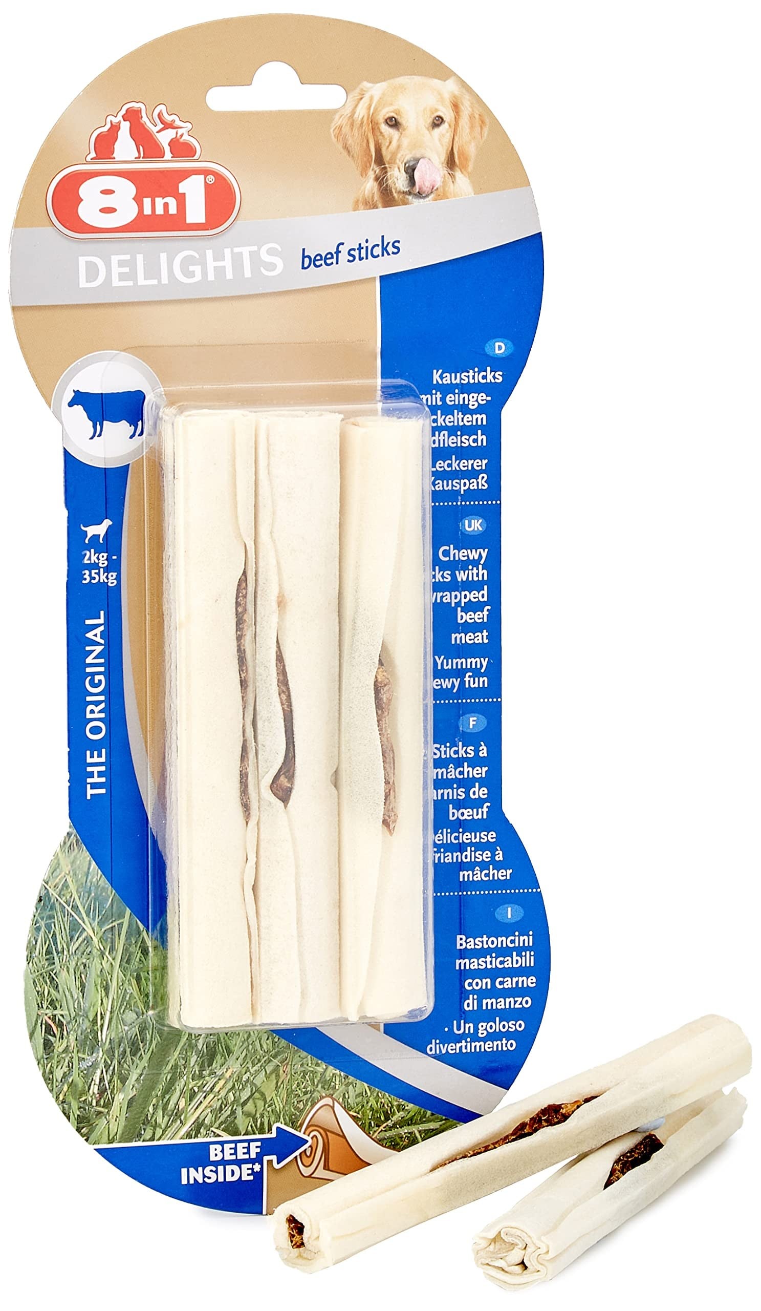 8in1 Delights Beef Sticks Sığır Etli Çiğneme Çubukları, 75 gr Köpek Ödülü