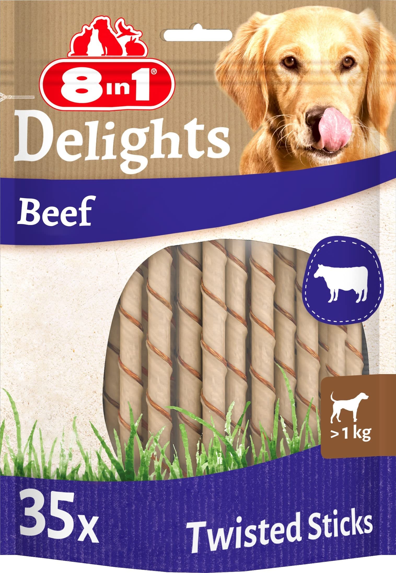 8in1 Delights Köpekler Için Biftekli Ödül Çubuğu 35 adet 190 gr SKT:12/2023