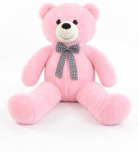 90 cm Rengarenk Papyonlu Peluş Ayıcık -% 100 YERLİ Pembe