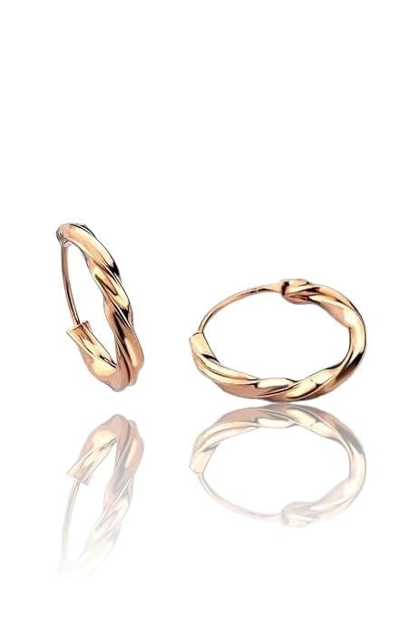 925 Ayar Gümüş 14 Mm Burgu Halka Model Rose Küpe