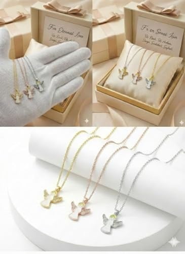 925 Ayar Papatya Silver Yılbaşı Özel Melek Kolye.rose.gold.rodaj